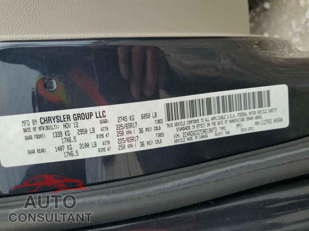 DODGE CARAVAN 2013 - 2C4RDGCG7DR619073