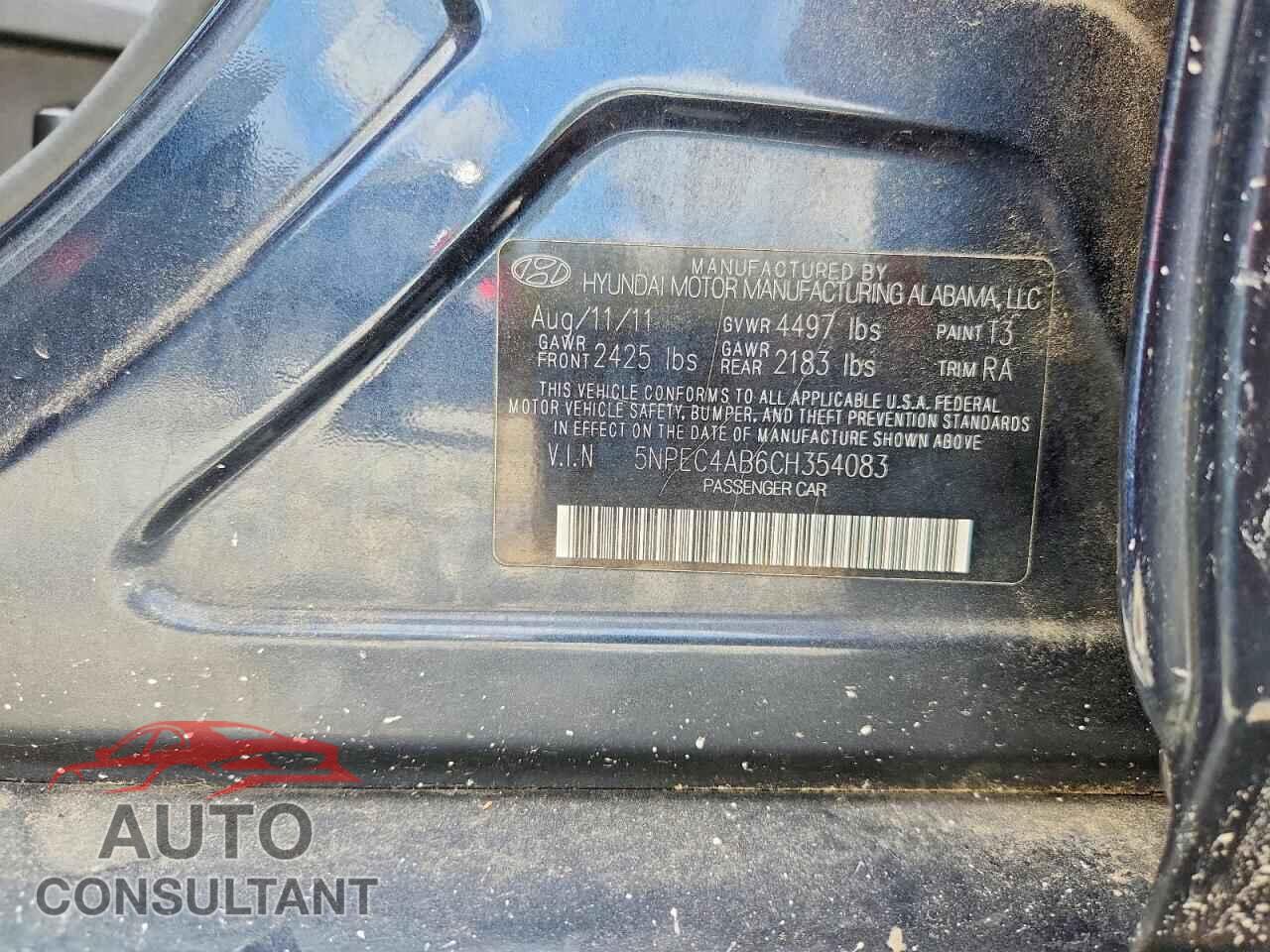 HYUNDAI SONATA 2012 - 5NPEC4AB6CH354083