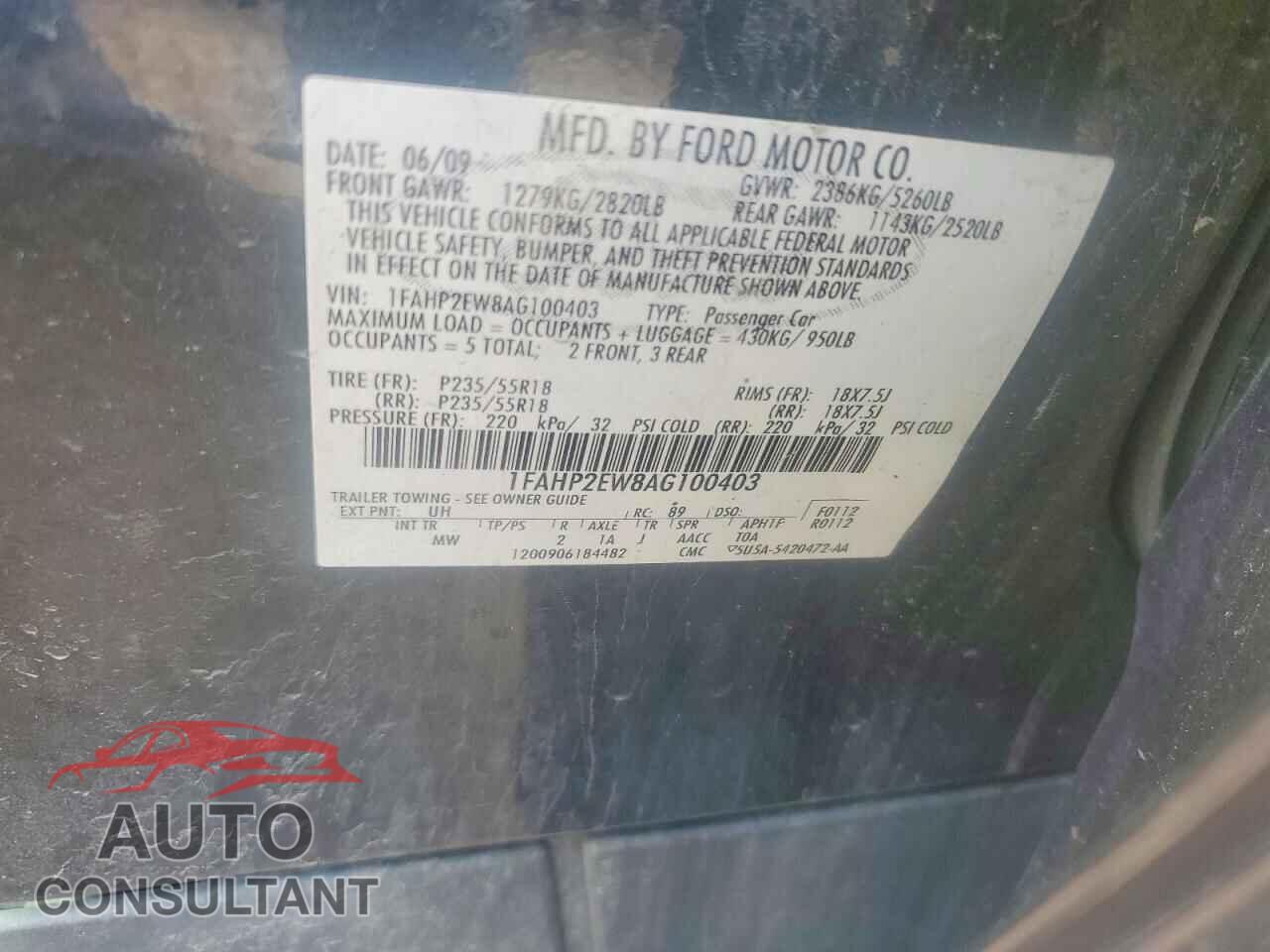 FORD TAURUS 2010 - 1FAHP2EW8AG100403