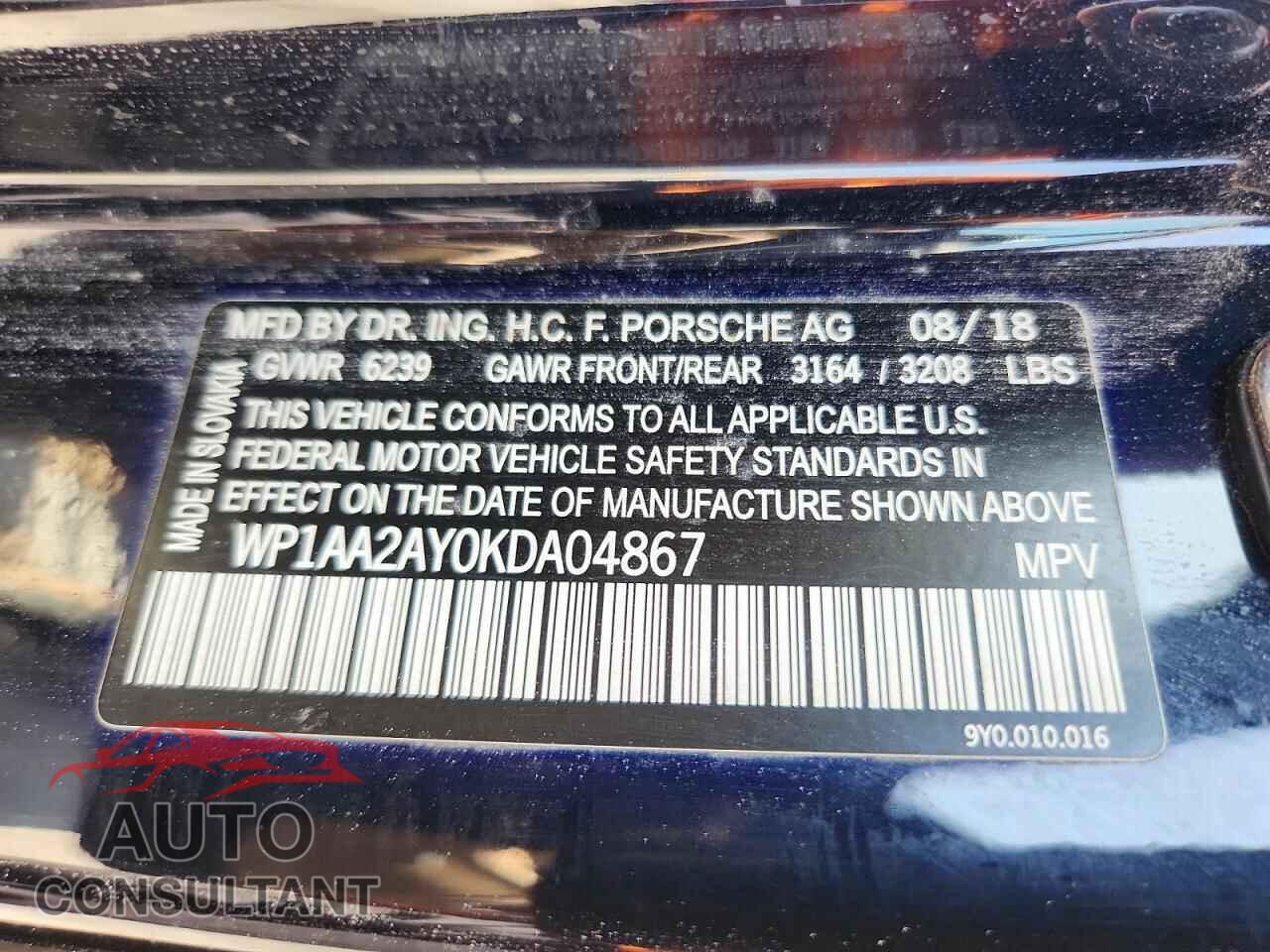 PORSCHE CAYENNE 2019 - WP1AA2AY0KDA04867