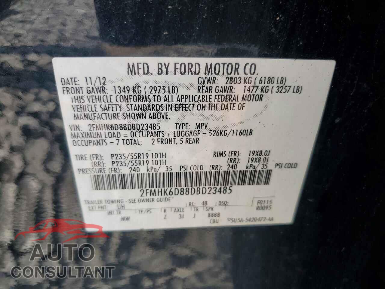 FORD FLEX 2013 - 2FMHK6D88DBD23485