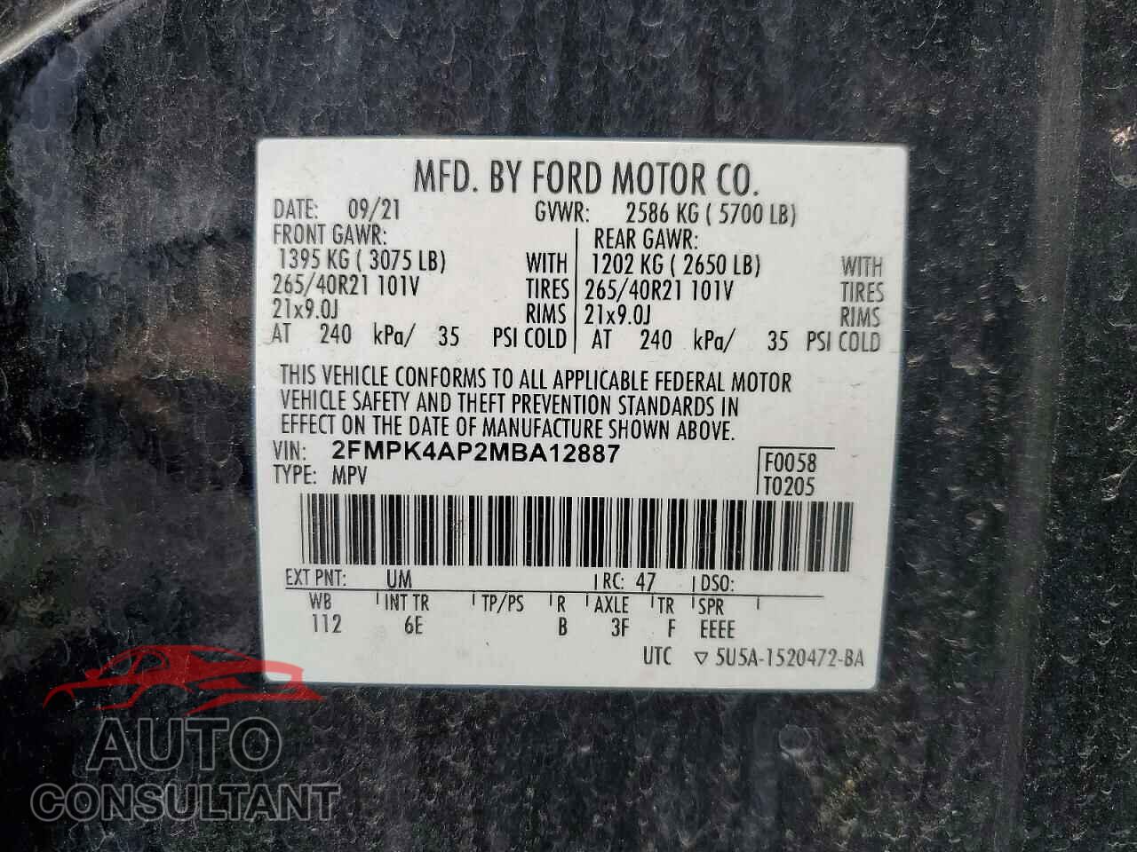 FORD EDGE 2021 - 2FMPK4AP2MBA12887