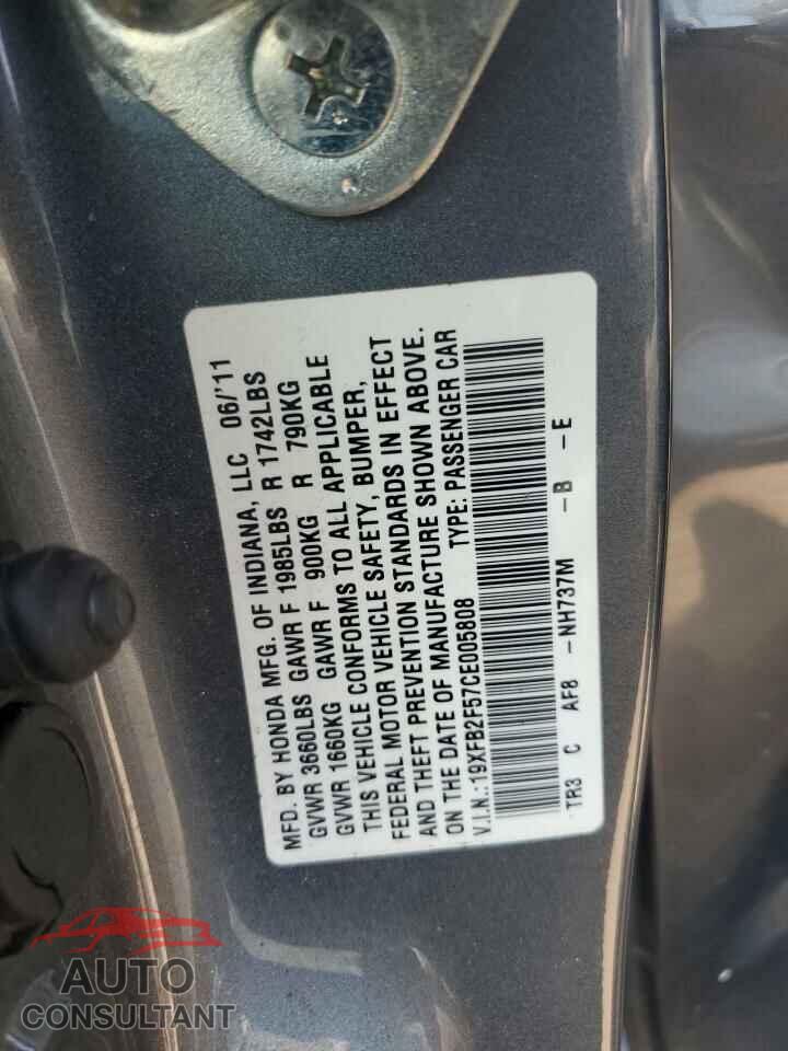 HONDA CIVIC 2012 - 19XFB2F57CE005808