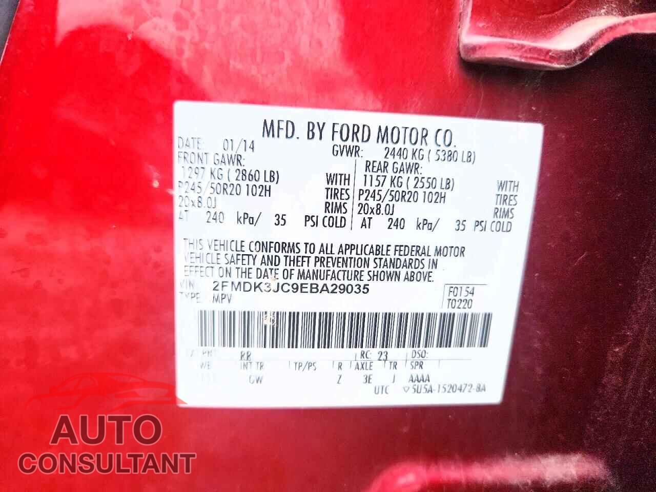 FORD EDGE 2014 - 2FMDK3JC9EBA29035