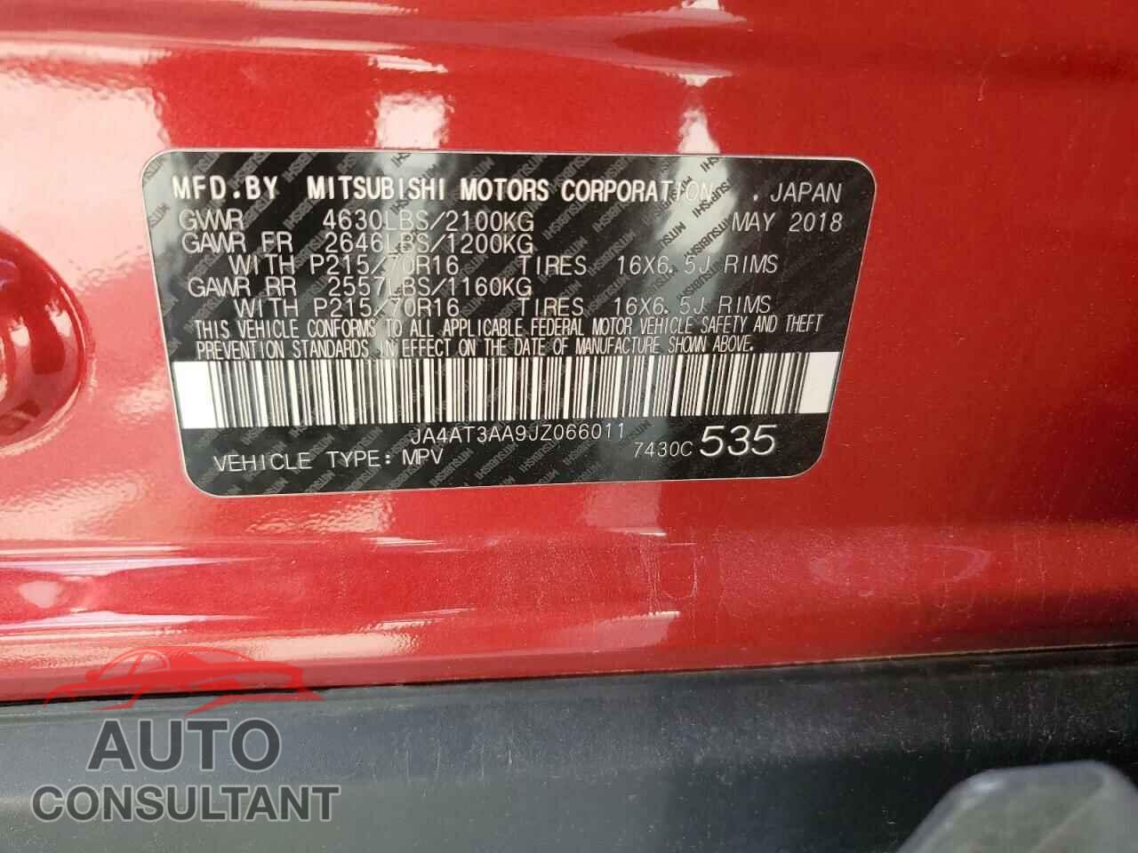 MITSUBISHI ECLIPSE 2018 - JA4AT3AA9JZ066011