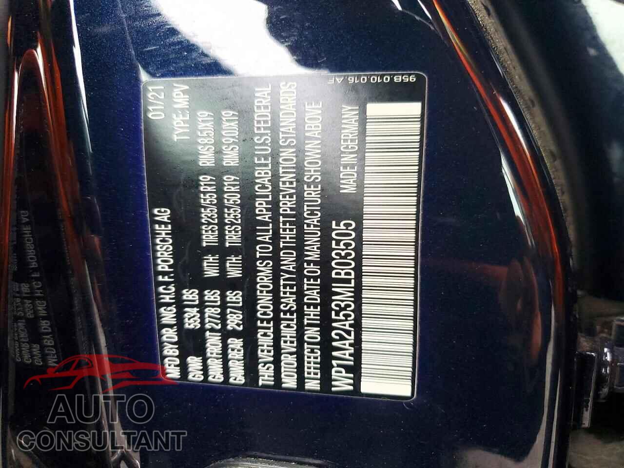 PORSCHE MACAN 2021 - WP1AA2A53MLB03505
