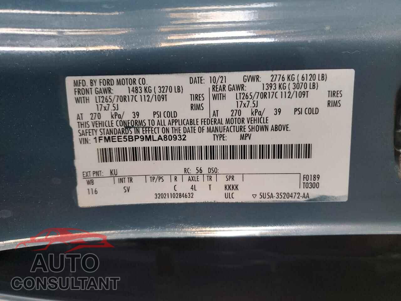 FORD BRONCO 2021 - 1FMEE5BP9MLA80932
