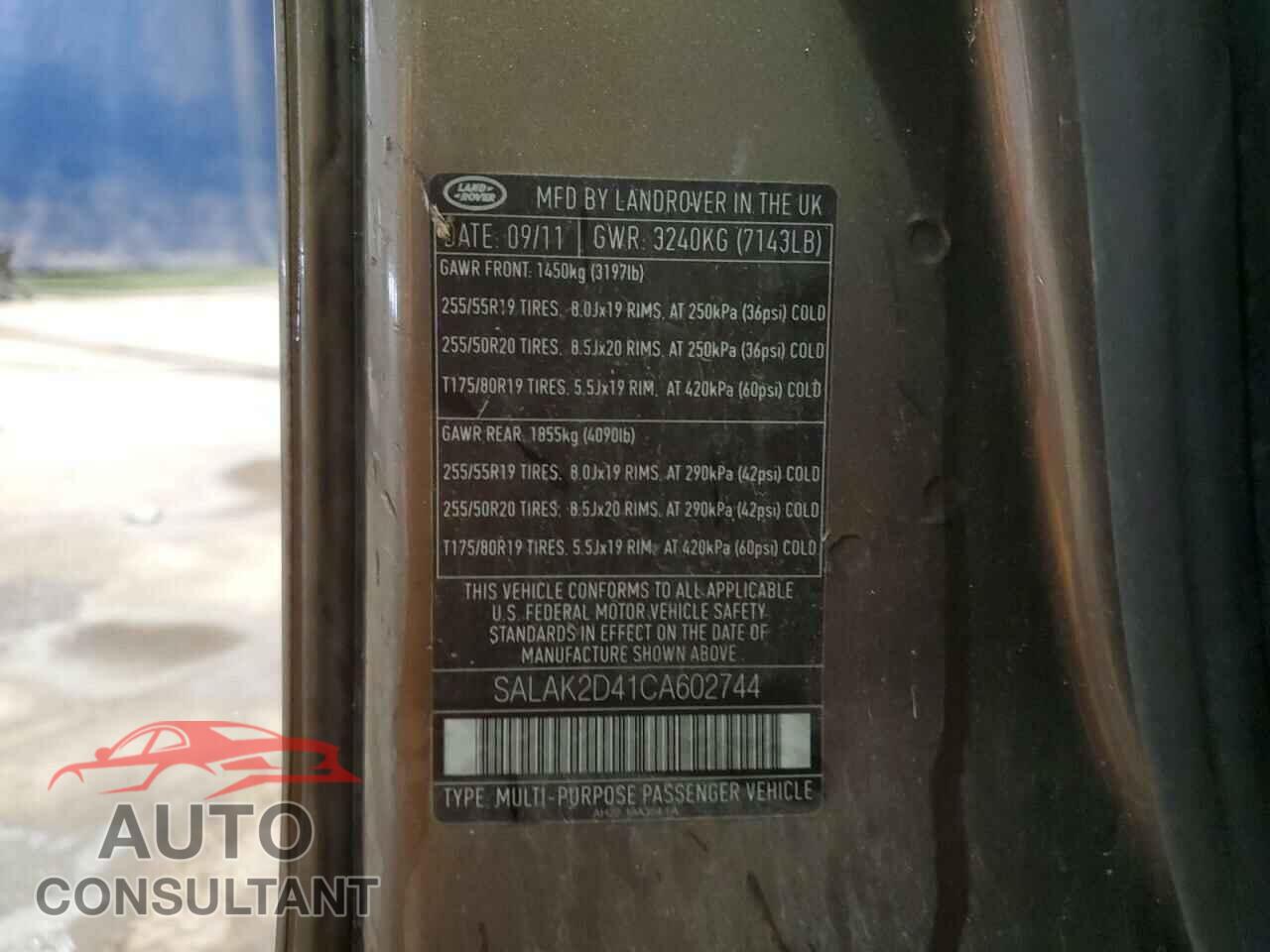 LAND ROVER LR4 2012 - SALAK2D41CA602744