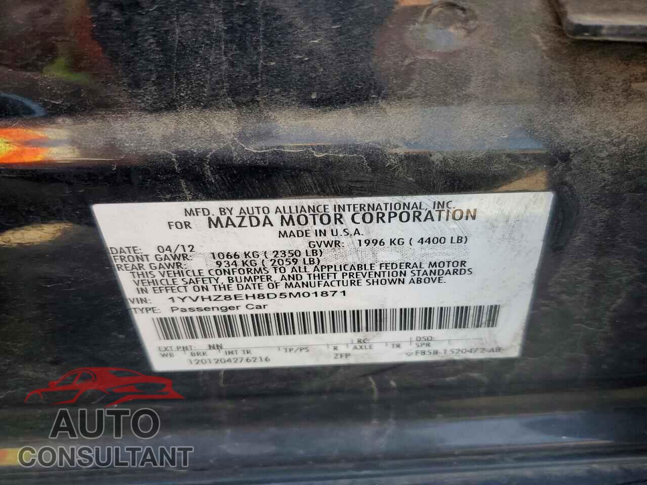 MAZDA 6 2013 - 1YVHZ8EH8D5M01871