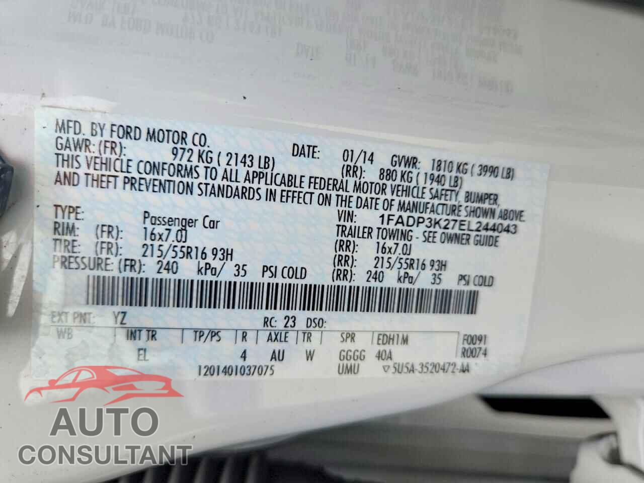 FORD FOCUS 2014 - 1FADP3K27EL244043