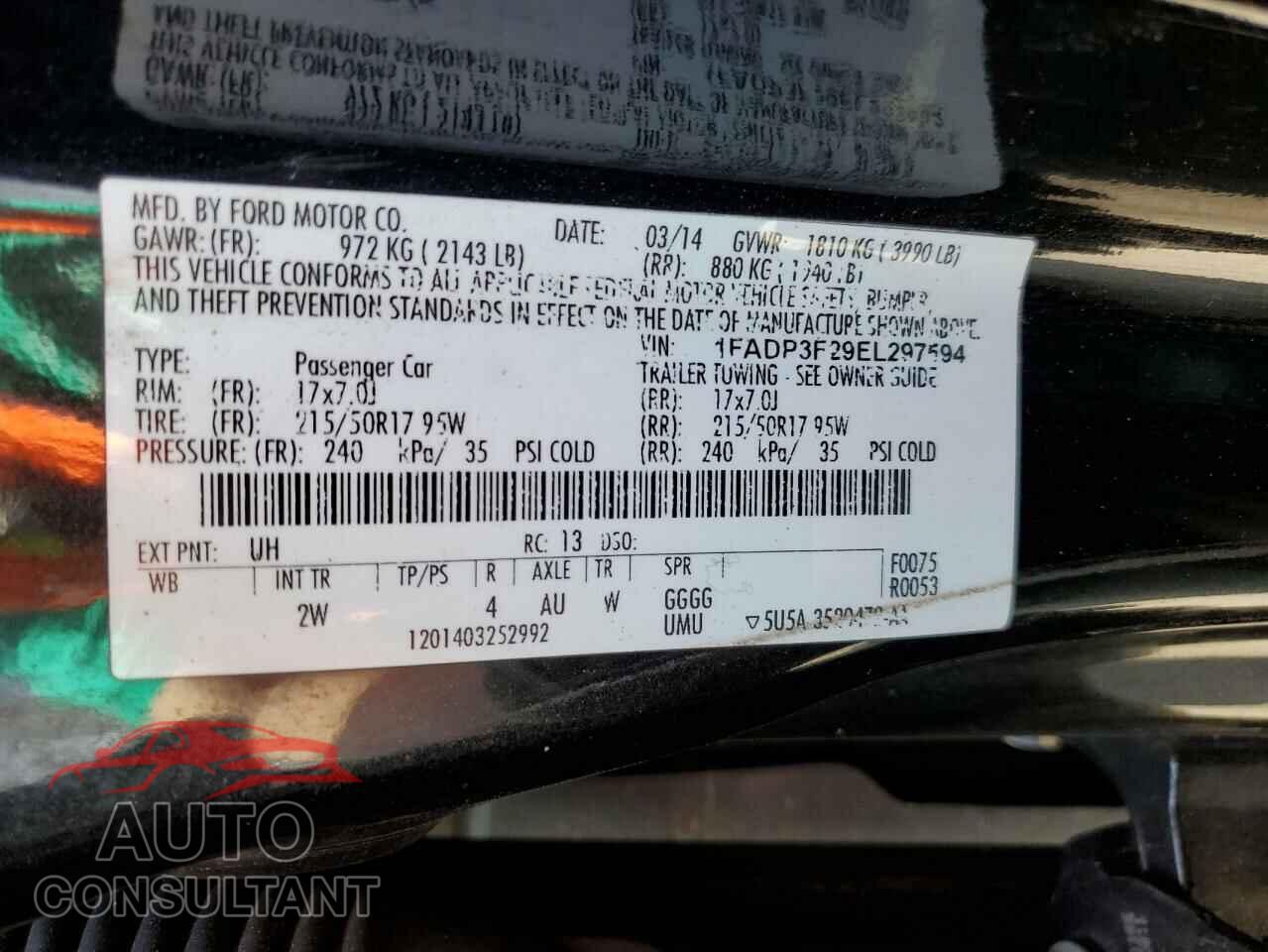 FORD FOCUS 2014 - 1FADP3F29EL297594