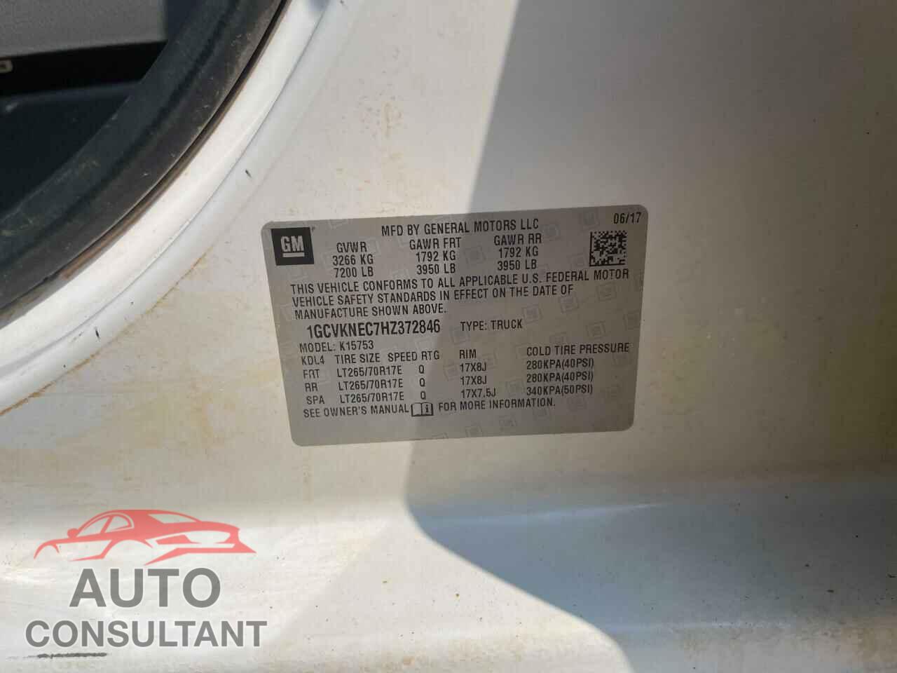 CHEVROLET SILVERADO 2017 - 1GCVKNEC7HZ372846