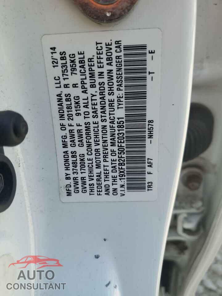 HONDA CIVIC 2015 - 19XFB2F50FE031851