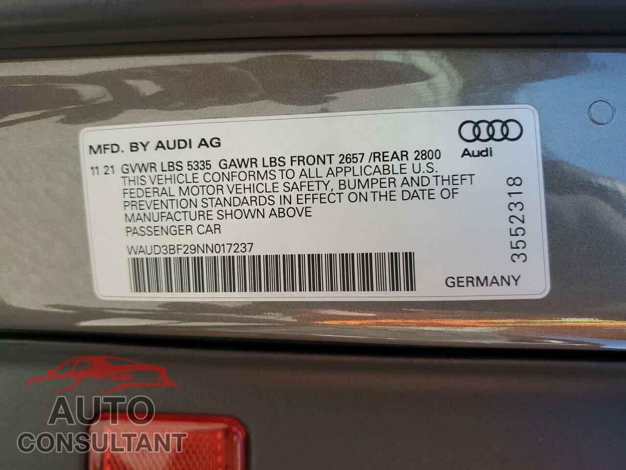 AUDI A6 2022 - WAUD3BF29NN017237