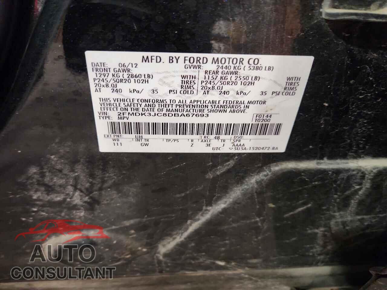 FORD EDGE 2013 - 2FMDK3JC8DBA67693