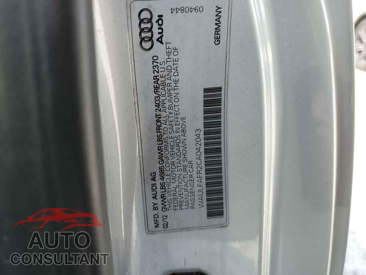 AUDI A5 2012 - WAULFAFR2CA042043