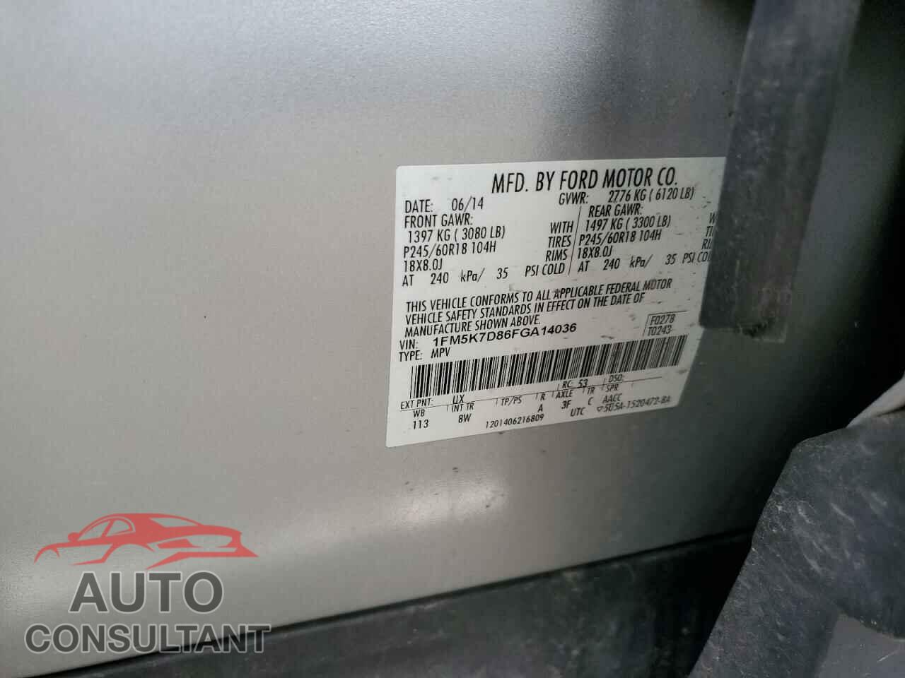 FORD EXPLORER 2015 - 1FM5K7D86FGA14036
