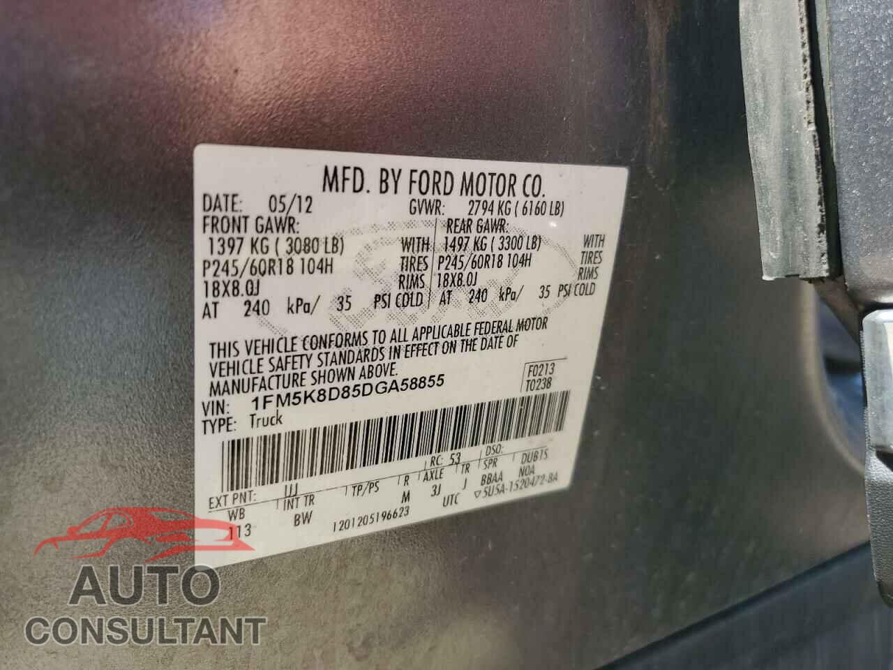 FORD EXPLORER 2013 - 1FM5K8D85DGA58855