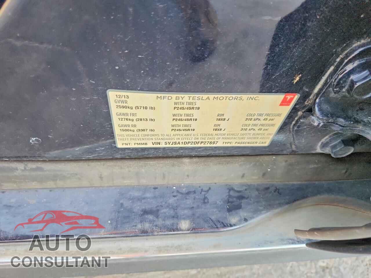 TESLA MODEL S 2013 - 5YJSA1DP2DFP27697