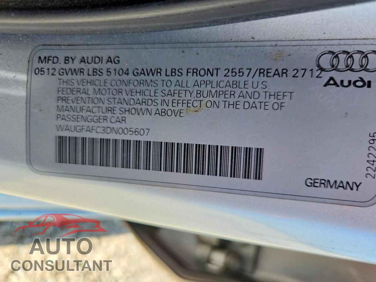 AUDI A6 2013 - WAUGFAFC3DN005607