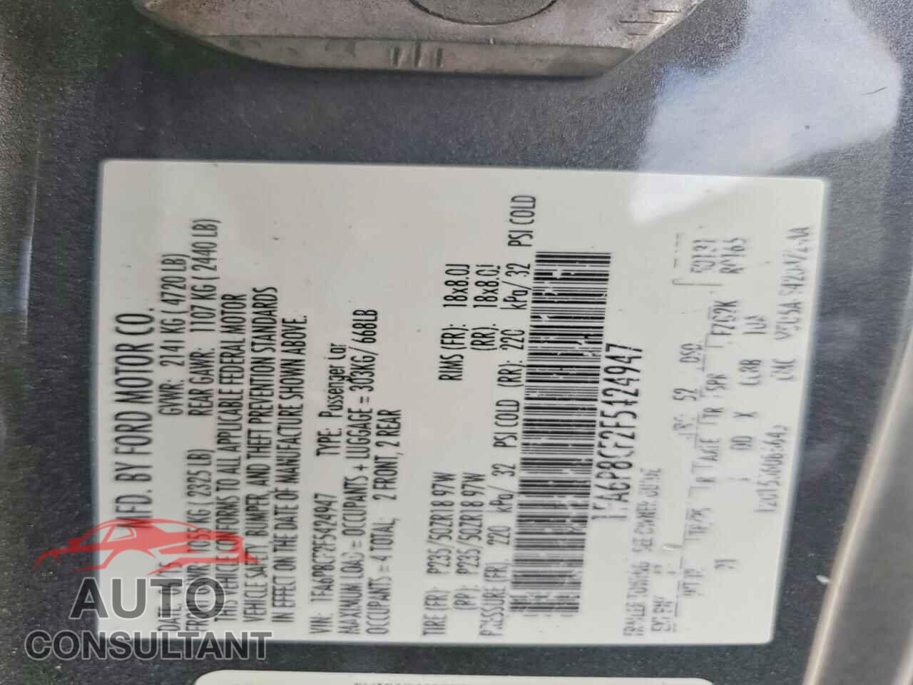 FORD MUSTANG 2015 - 1FA6P8CF2F5424947