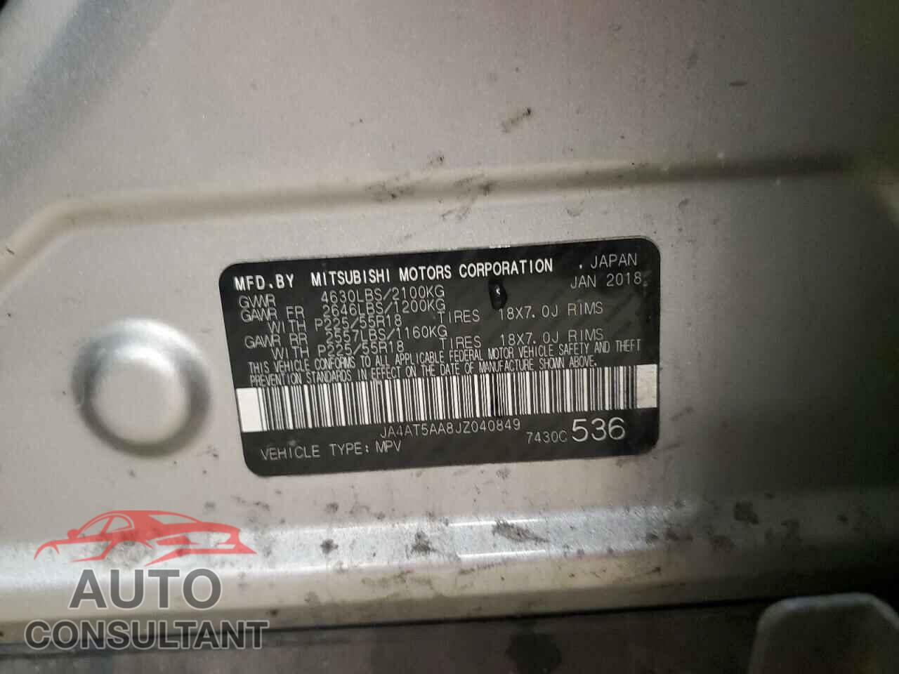 MITSUBISHI ECLIPSE 2018 - JA4AT5AA8JZ040849