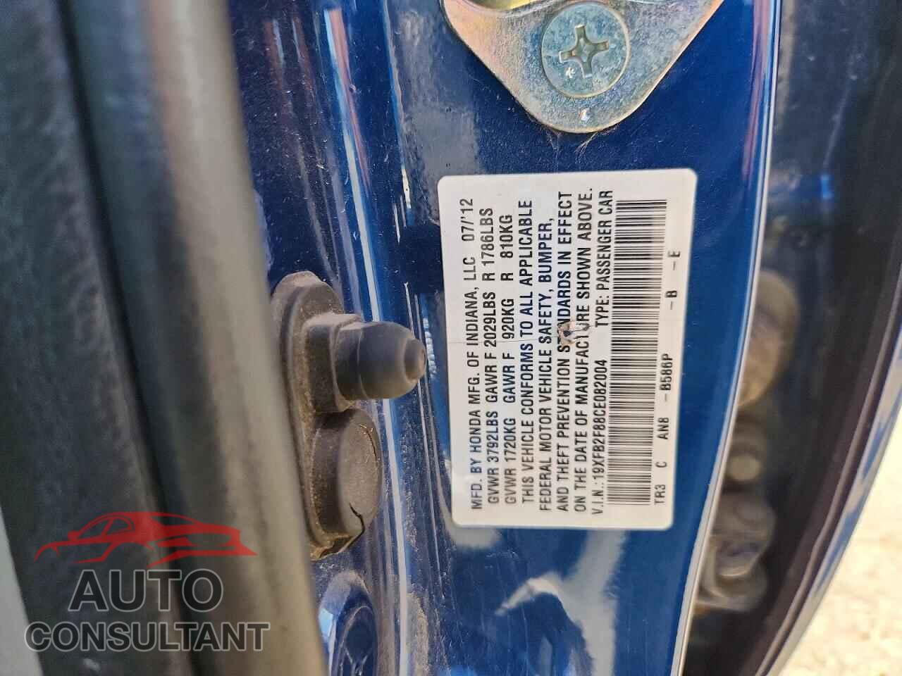 HONDA CIVIC 2012 - 19XFB2F88CE082004
