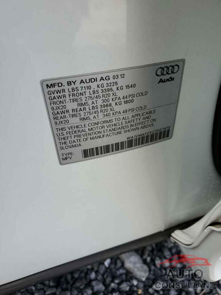 AUDI Q7 2012 - WA1VMAFEXCD007970