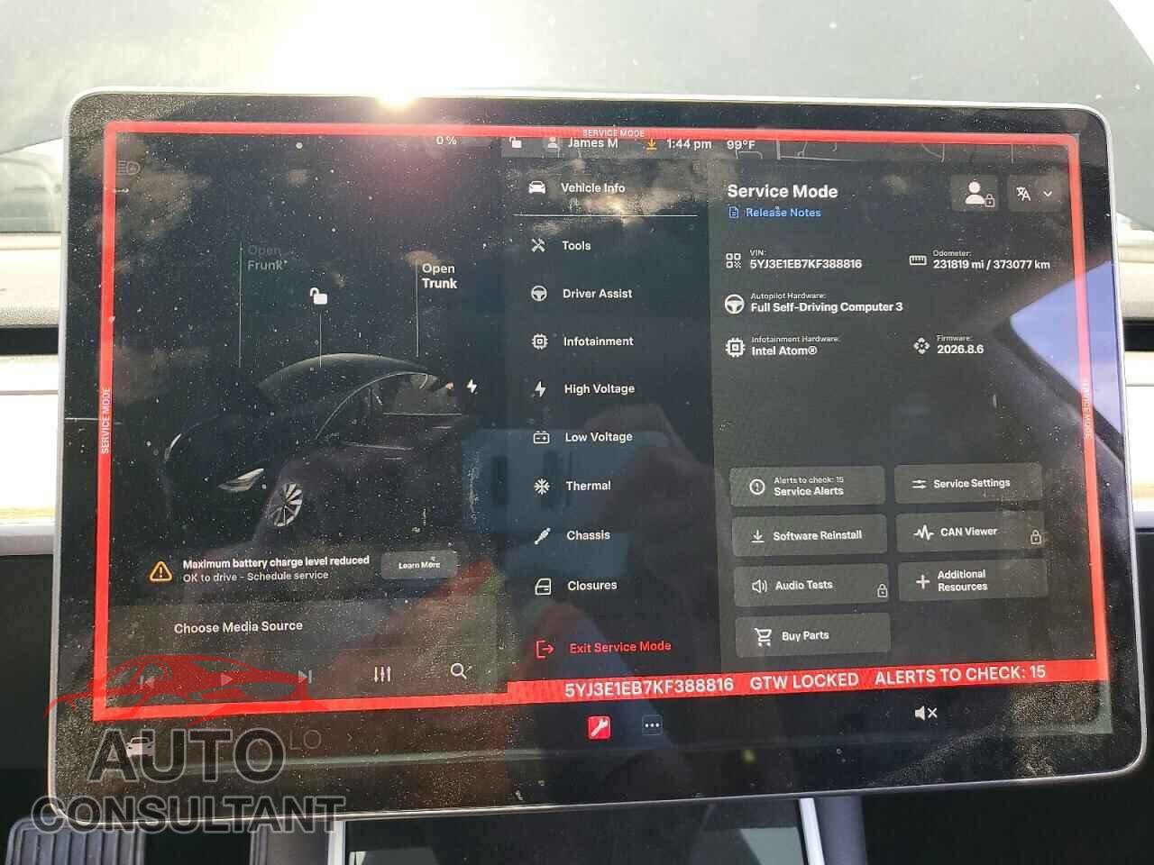 TESLA MODEL 3 2019 - 5YJ3E1EB7KF388816