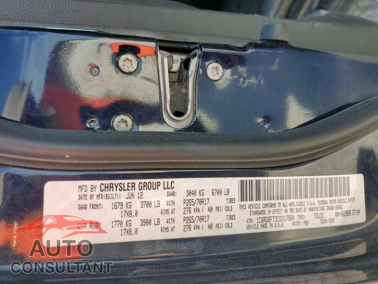 DODGE RAM 1500 2012 - 1C6RD6FT3CS317884