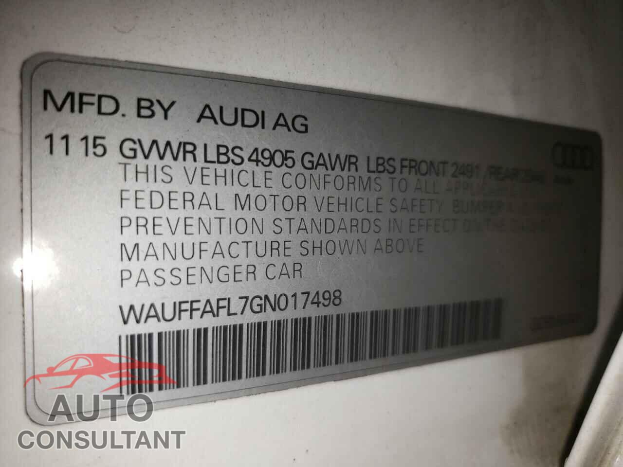 AUDI A4 2016 - WAUFFAFL7GN017498
