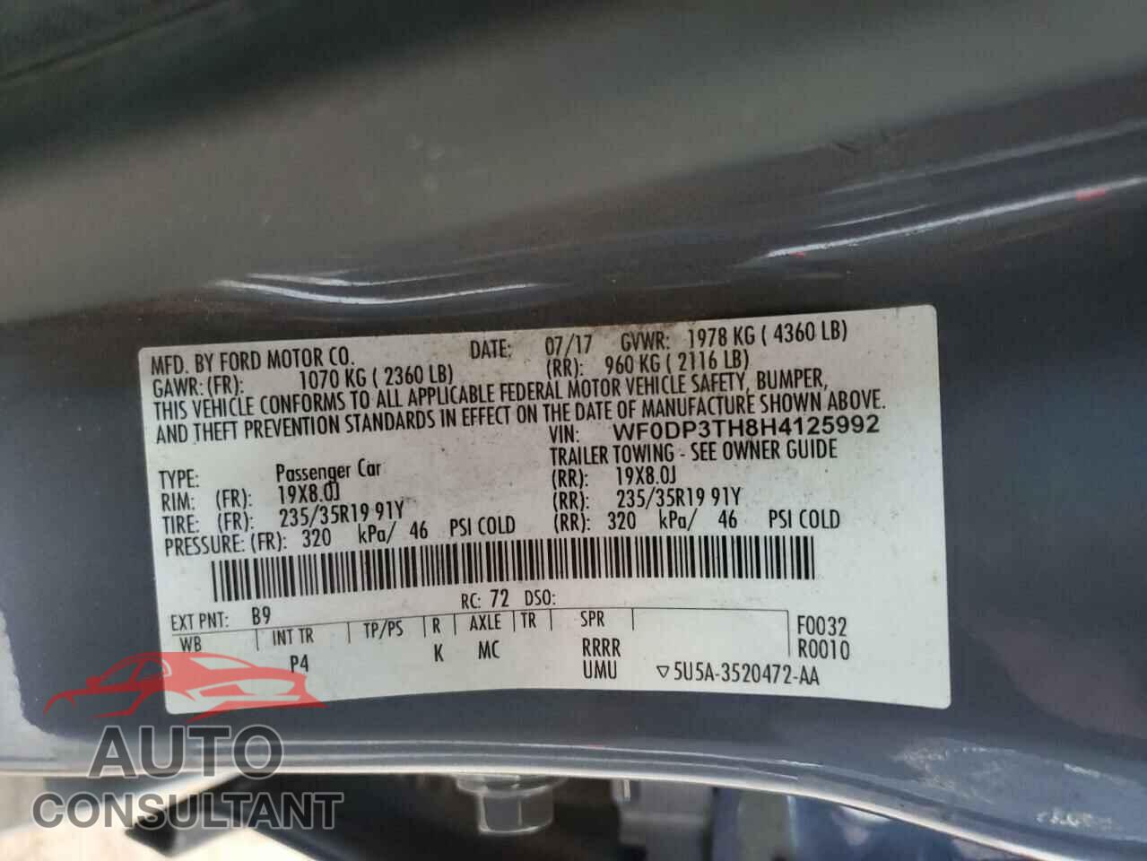 FORD FOCUS 2017 - WF0DP3TH8H4125992