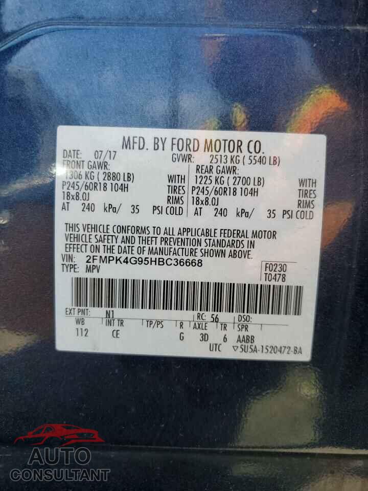 FORD EDGE 2017 - 2FMPK4G95HBC36668