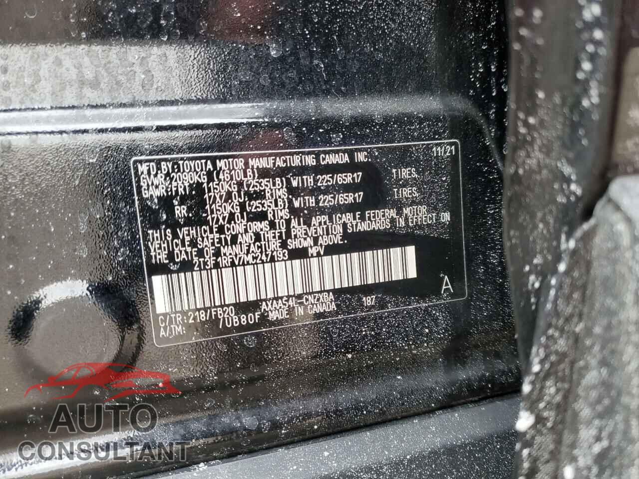 TOYOTA RAV4 2021 - 2T3F1RFV7MC247193