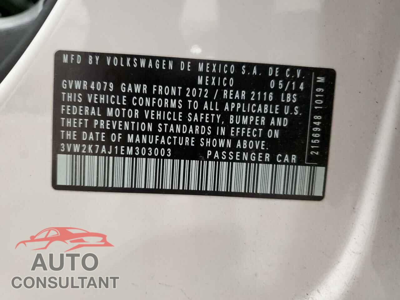VOLKSWAGEN JETTA 2014 - 3VW2K7AJ1EM303003
