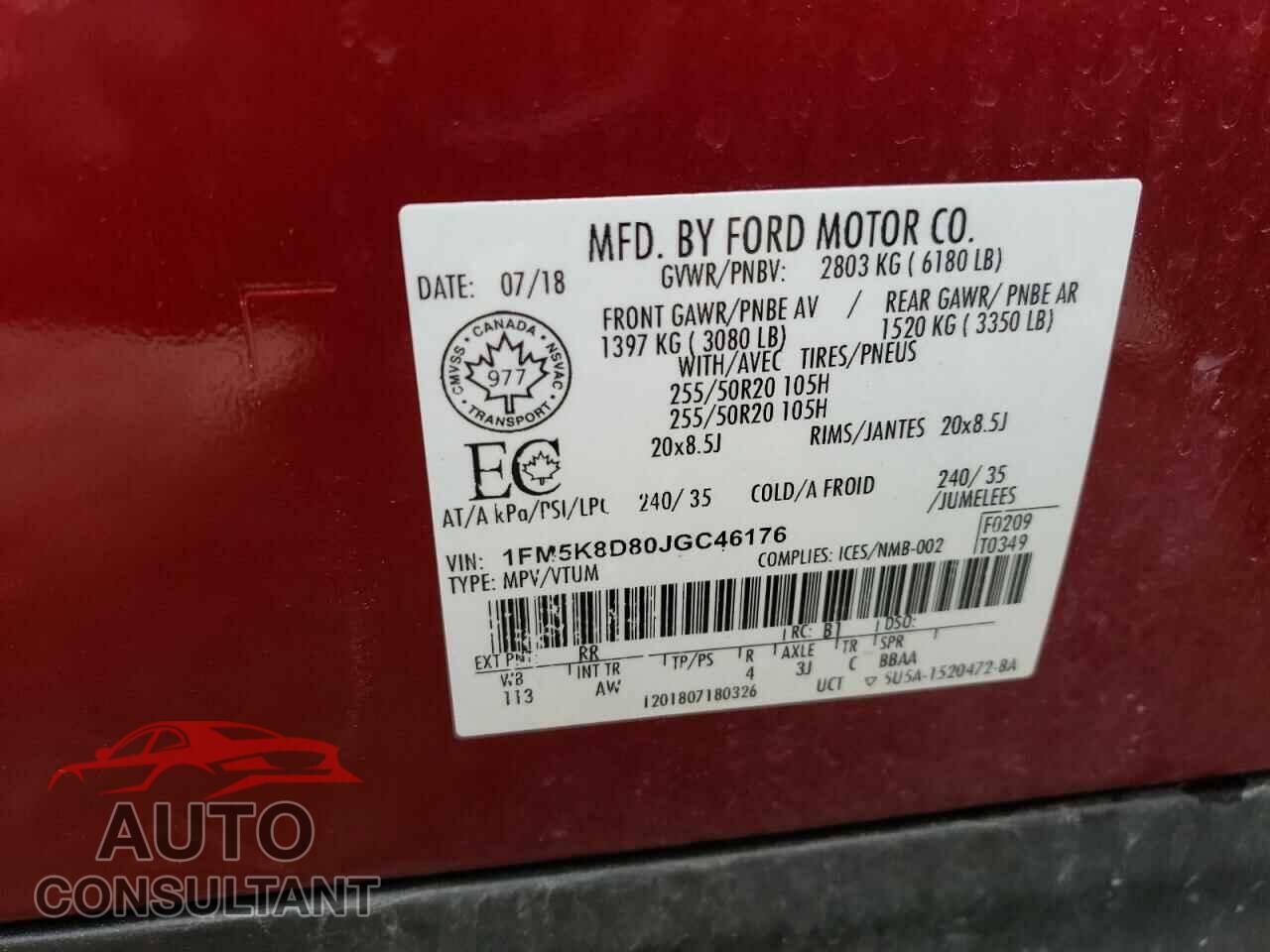 FORD EXPLORER 2018 - 1FM5K8D80JGC46176