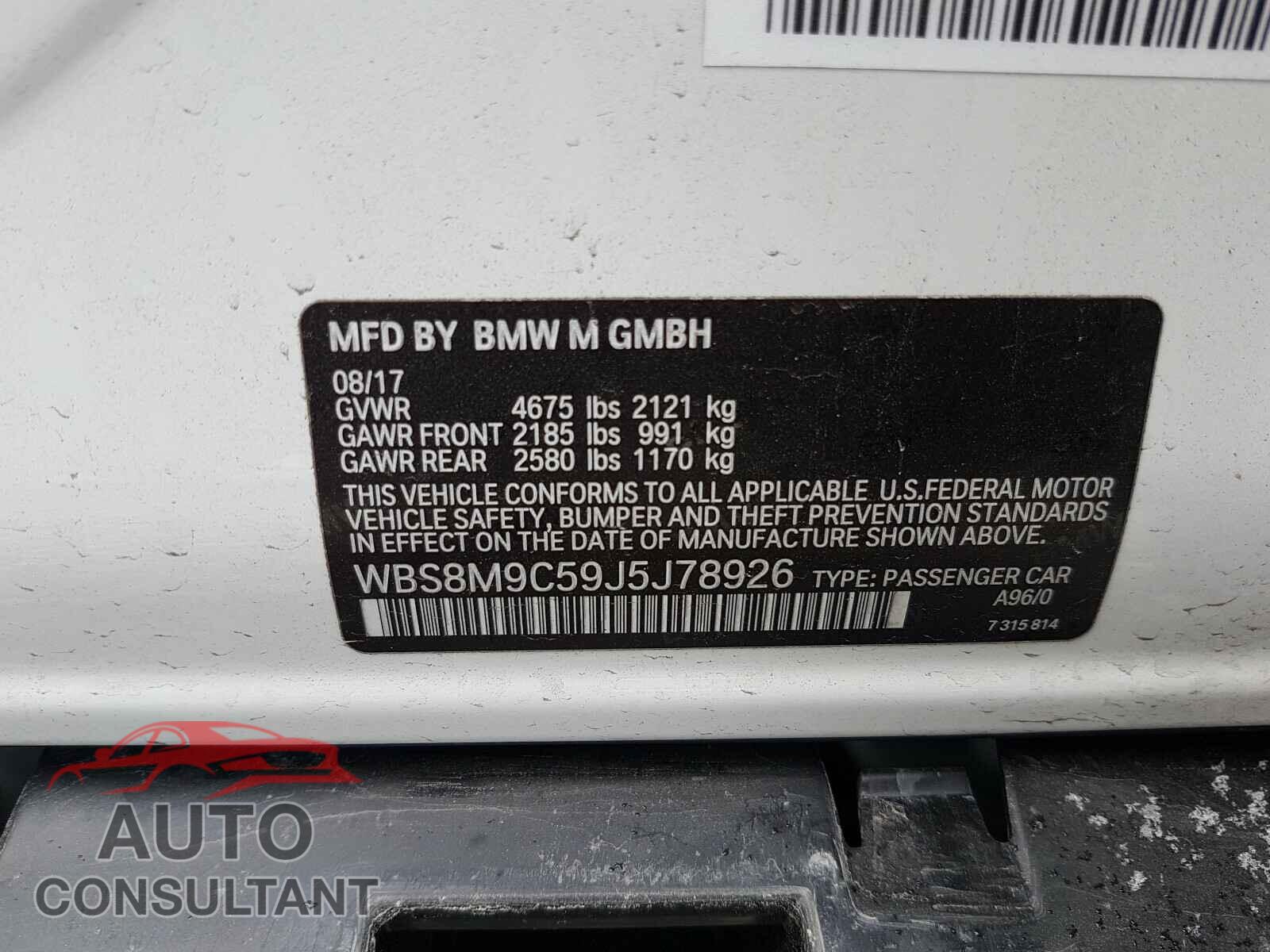 BMW M3 2018 - WBS8M9C59J5J78926
