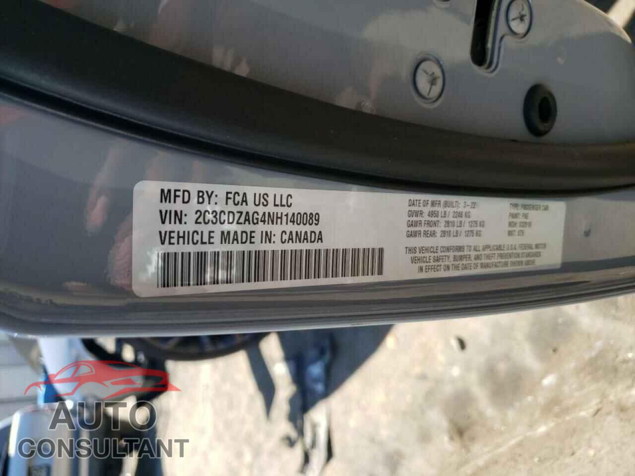 DODGE CHALLENGER 2022 - 2C3CDZAG4NH140089