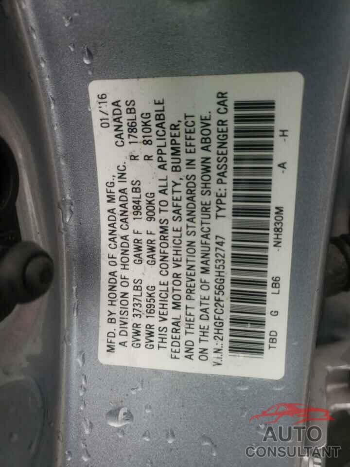 HONDA CIVIC 2016 - 2HGFC2F56GH532747