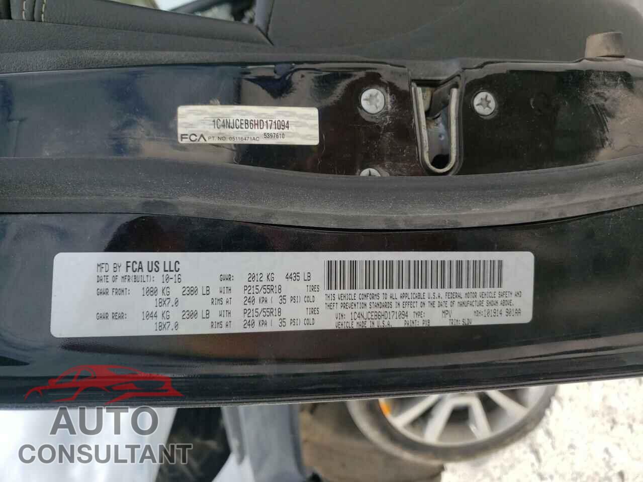 JEEP COMPASS 2017 - 1C4NJCEB6HD171094