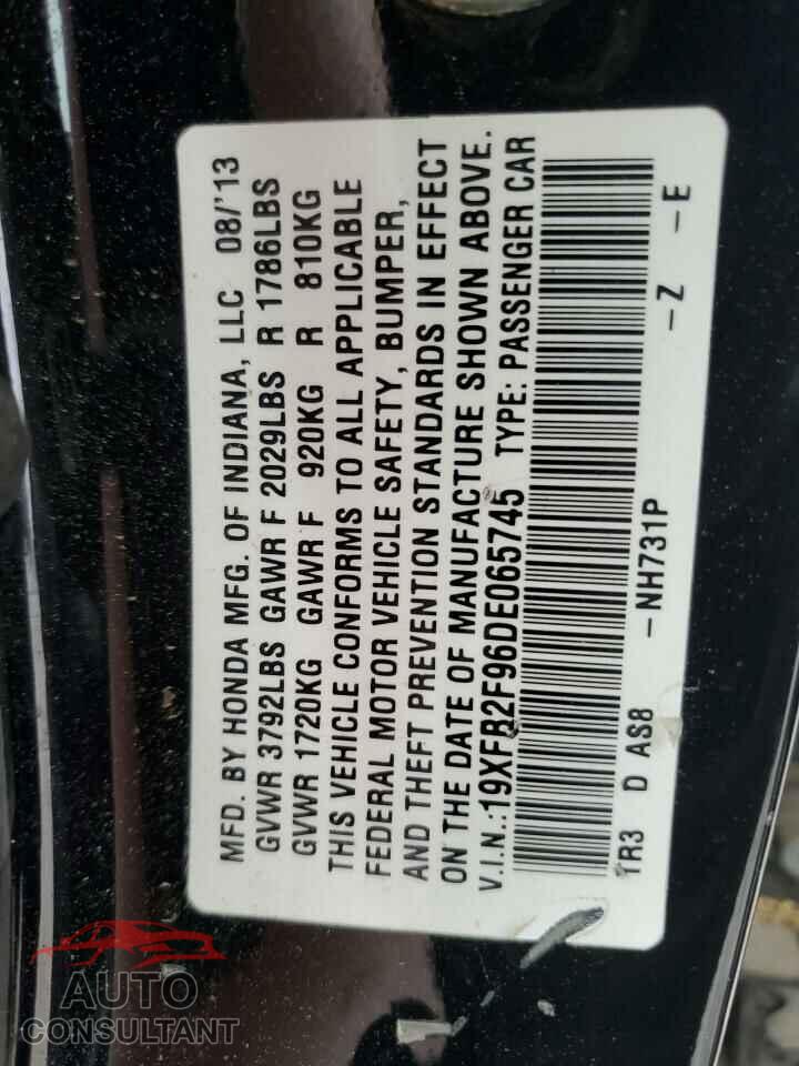 HONDA CIVIC 2013 - 19XFB2F96DE065745