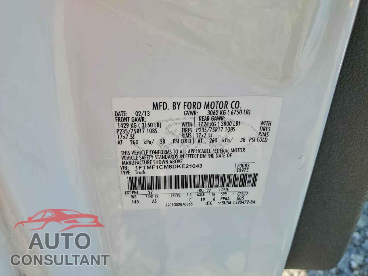 FORD F150 2013 - 1FTMF1CM8DKE21043