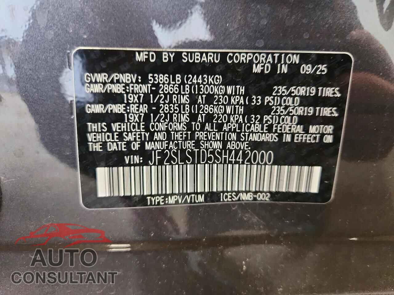 SUBARU FORESTER 2025 - JF2SLSTD5SH442000
