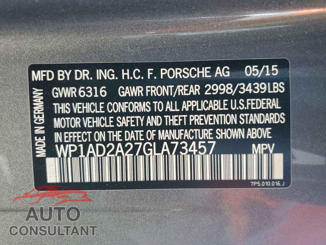 PORSCHE CAYENNE 2016 - WP1AD2A27GLA73457