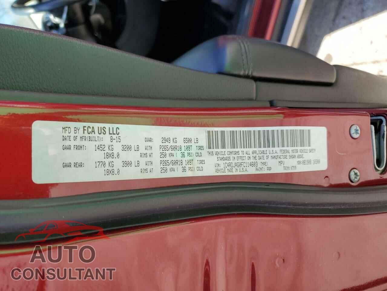 DODGE DURANGO 2015 - 1C4RDJAG0FC114603