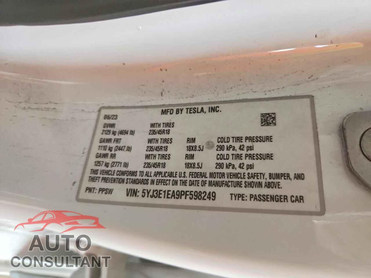 TESLA MODEL 3 2023 - 5YJ3E1EA9PF598249