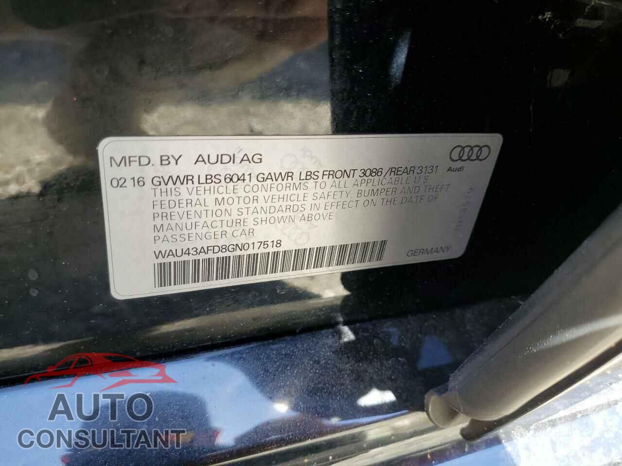 AUDI A8 2016 - WAU43AFD8GN017518