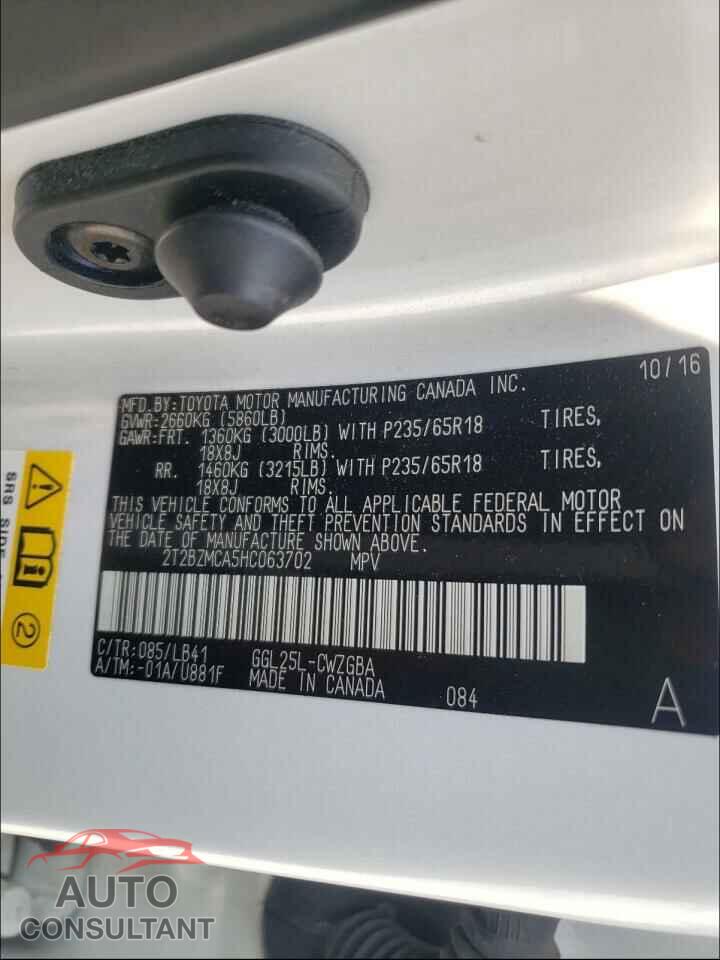 LEXUS RX350 2017 - 2T2BZMCA5HC063702