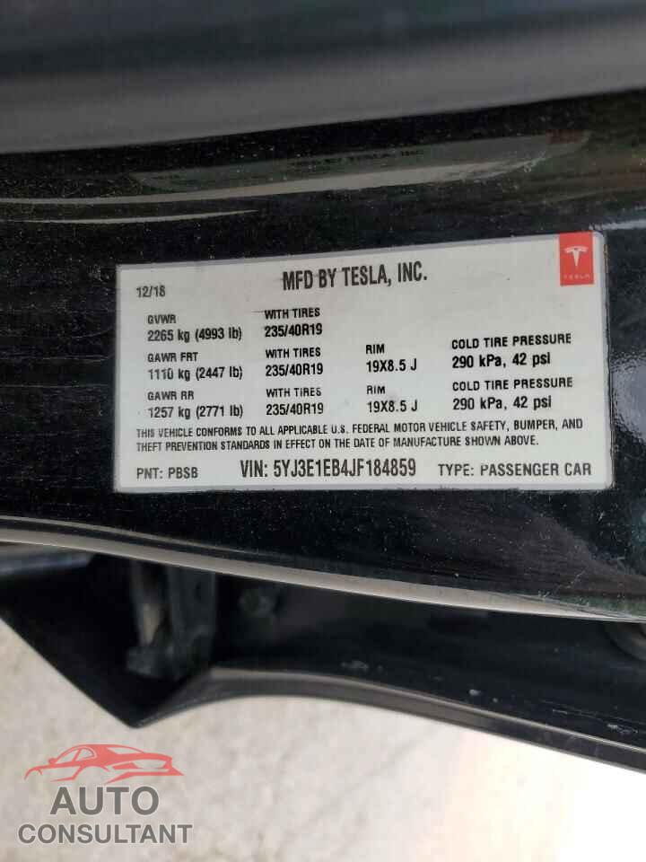 TESLA MODEL 3 2018 - 5YJ3E1EB4JF184859