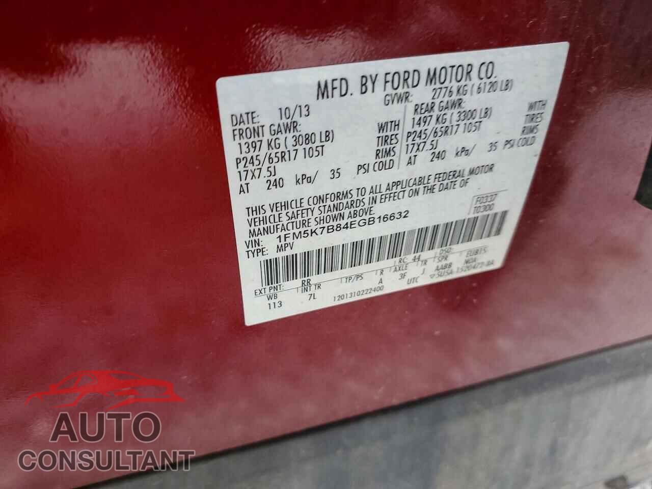 FORD EXPLORER 2014 - 1FM5K7B84EGB16632